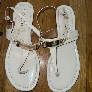 Coach white leather womens sandals size 8